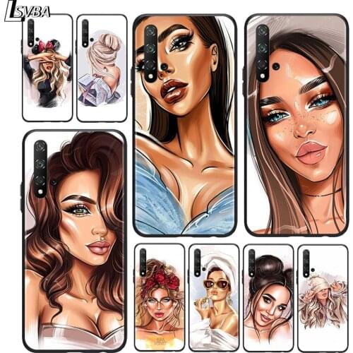 Fashion City Girl for Huawei Honor 9X Lite 8X 9S 9A 9C 30 20 10i 20 10 10i 9 Lite 8C 8A 7C 7A Pro Black Phone Case