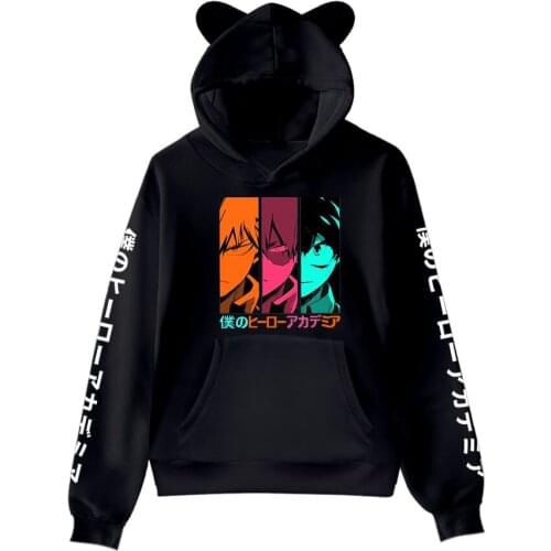 Hot Sale Children Cat Ear hoodie Anime My Hero Academia Hoodies Printed Harajuku Sweatshirts Boys Girls Daily Casual Pullover