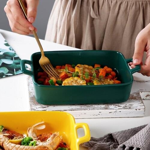 Baking Microwave Baking Tray Home Ceramic Baking Tray Gratin Rice Tray Nordic rectangular baking trays