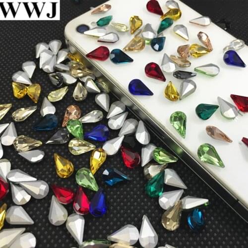 WWJ 5x8mm,6x10mm,8x13mm Teardrop Pointback XILION Pear Crystal Fancy Stone Glass Crystals Jewelry Making