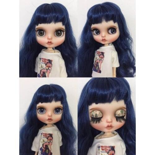 Customization doll Nude blyth doll cute doll blue hair 201904