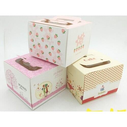 New 13.5x13.5x10.2cm kraft paper food box, cake box, biscuit boxes 100pcs/lot pink strawberry White Day chocolate boxes