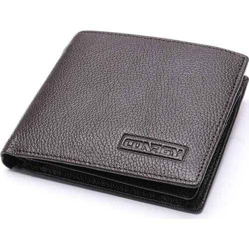 Genuine Leather Wallet Male Short Purse Coin Purse Men Business Office Card Holder High Quality Bifold Slim Small Wallet