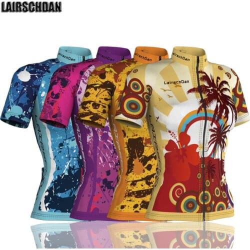 LairschDan 2021 Summer Woman Cycling Clothes Anti-UV Maillot Ciclismo Team Bicycle Jersey Short Sleeve Mtb Bike fietsshirt dames