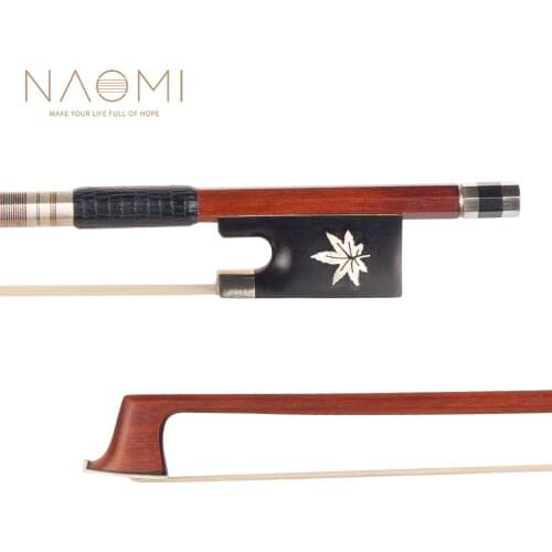 NAOMI Master Pernambuco Bow 4/4 Violin Bow Octagonal Stick White Horsetail W/ Maple Leaf Pattern Ebony Frog Fast Response