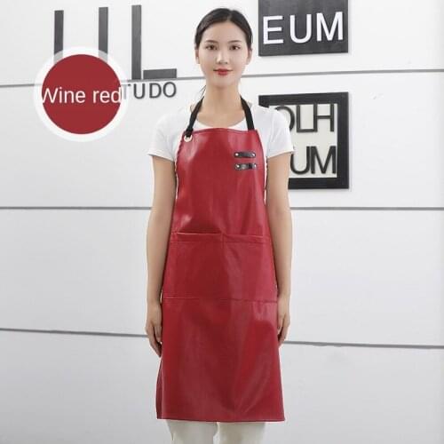 Oil-proof Leather Aprons Waterproof Stain-Resistant with Two Large Pockets Adjustable Pinafore Kitchen Chef Baking for Women Men