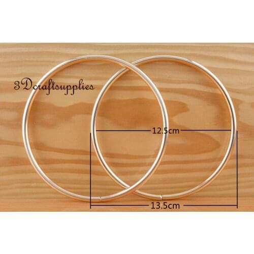 Metal purse handle O rings Circle ring iron light gold 5 inch a pair C63