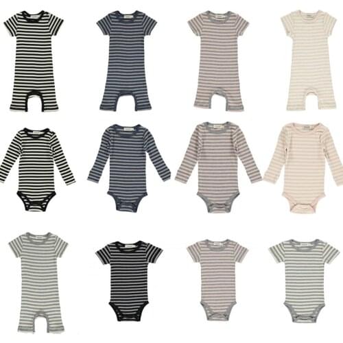 Pre-order MM Baby Boy Quality Romper Stripped Toddler Unisex Summer Onesie Clothes Shorts Sleeve Modal Cotton Jumpsuit Basic