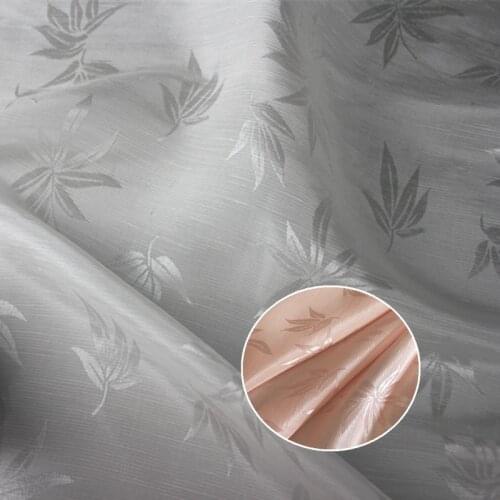 Customizable Jacquard Silk Linen Wide Real Silk Hemp, zhu ye hua Jacquard Wide Real Silk Fabric /0.5m