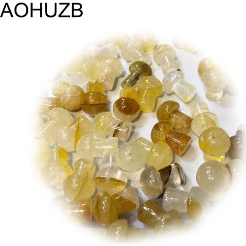 Natural Crystals Quartz High Quality Golden Healer Mushroom Carving Energy Reiki Healing Room Home Office Decoration Gemstone