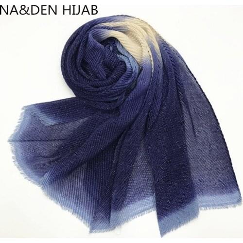 NEW gold thread two-colors fringed scarf women shimmer plain wraps shawl cosy viscose muslim arab musilm hijabs 10pcs fast ship