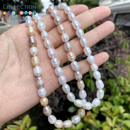 Natural Freshwater Rice Pearl Beads Chokers Necklace Jewelry for Women 2021 Gift New Fashion 8-9mm 46cm