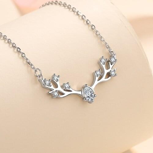 Passed Diamond Test Moissanite 925 Sterling Silver Deer Shape Pendant Necklace Women Fashion Jewelry Attend Cocktail Party