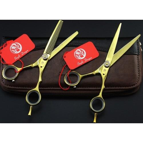 516# 5.5'' Brand Purple Dragon TOP Hairdressing Scissors 440C Barbers Home Salon Cutting Scissors Thinning Shears Hair Scissors