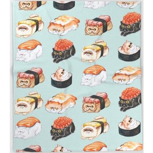 Sushi Persian Cat Throw Blankets Children Kids Soft Warm Sofa Coral Fleece Throw Blanket Rug Plush 125x200cm