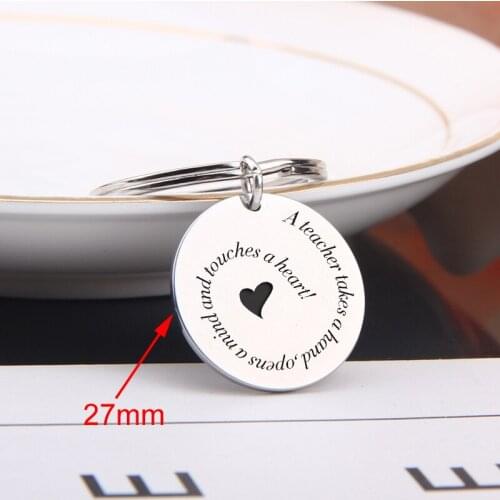 Teachers Day Gift Exquisite Fashion Carved Round Keychain: teacher Takes A Hand, Opens A Mind And Touches A Heart