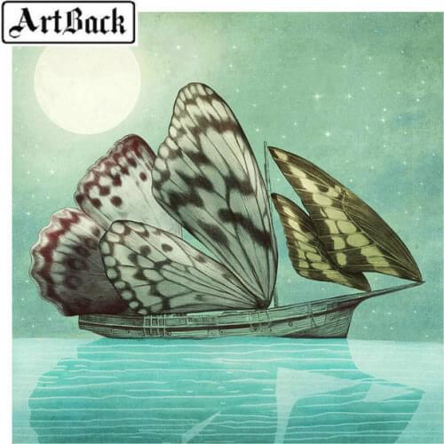 Needlework 5d diy diamond painting cross stitch butterfly full square rhinestone 3d diamond mosaic for home decoration