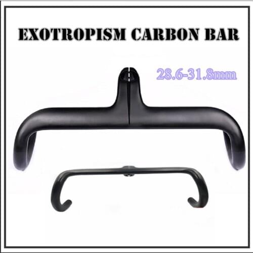 New six generation carbon fiber Exotropism handlebar 28.6mm/31.8mm integrated bicycle carbon strip road bicycle handle matte b06