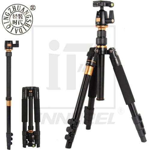 Beike QZSD Q555 Professional Aluminium Alloy Tripod Kit Monopod Ballhead Q.R.Plate For DSLR Camera Light Compact Portable Stand