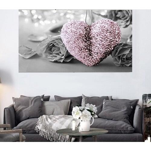 40*80cm Modern Pink Heart Canvas Printed Art Painting Hanging Picture(No Frame Included) Home Wall Hallway Coffee Shop Decor