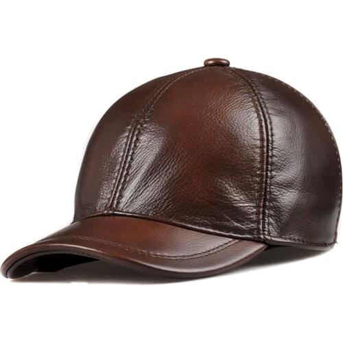SVADILFARI Wholesale 2018 Spring Genuine Leather Adjustable Solid Deluxe Baseball Ball Cap brand new mens hats/caps Man/Woman
