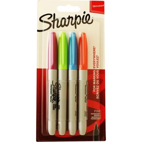Sharpie Fine Permanent Marker Pen Vivid Colors 4'Lü Package