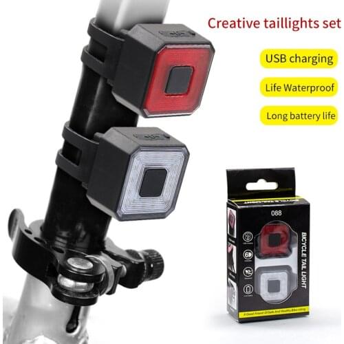 Red White 2 PCS Bicycle Rear Light USB Rechargeable LED Cycling Front Headlight Lamp Flashlight Tail Light MTB Bike Accessories