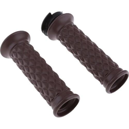Vintage Cafe Racer Motorbike Rubber Handlebar Grips 7/8'' 22mm Diamand Custom Brown