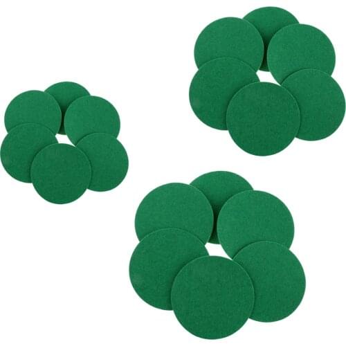 Air Hockey Table Pushers Felt Pads, Set of 6, Green, 60mm/74mm/94mm