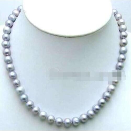Can select colour Hot sale new Style Womens jewelry SALE 8-9mm Gray Natural Freshwater Pearl 17" necklace