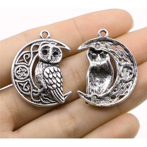 WYSIWYG 2pcs Charms Viking Owl Antique Silver Color Alloy DIY Jewelry Making Accessories 26x33mm