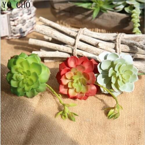 YO CHO 1PC Green Simulation Lotus Succulents Home Decor DIY Artificial Succulent Fake Flower Wedding Tropical Party Decoration