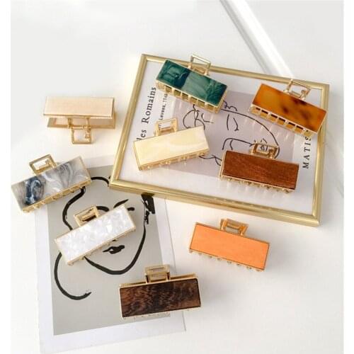 Acrylic Hair Claw Women Hair Clip Clamps Vintage Trendy Geometry Rectangular Pony Tail Grab Girls Hair Accessories Headwear