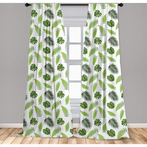 Jungle Leaves Curtains Botanical Ferns Organic Leafy Layout Tropical Season Window Treatments for Living Room Bedroom Decor