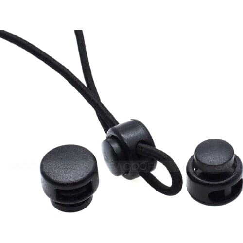 10pcs Cord Lock Round Ball Toggle Stopper Plastic Size:13mm*11mm Toggle Clip Black