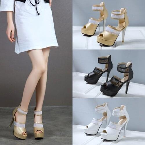 KOLNOO New Arrival Handmade Womens High Heels Sandals Air-Mesh Sexy Platform Summer Shoes Open-Toe 3-Colors Evning Fashion Shoes