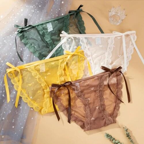 Sexy Lace Panties For Women Underwear Fashion Heart Lingerie Low-Rise Breathable Hollow Out Female Transparent Temptation Briefs