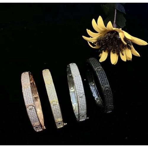 HIBRIDE New Arrivial Full Mirco Pave AAA Cubic Zirconia Bracelet&Bangle for Women Bridal Wedding Party Jewelry Bijoux Femme B153