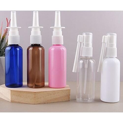 1pcs 50ml PE Nasal Spray Bottle Pump Mist Nose Container Refillable Skin Care Sanitizer Atomizer Cosmetic Sprayer