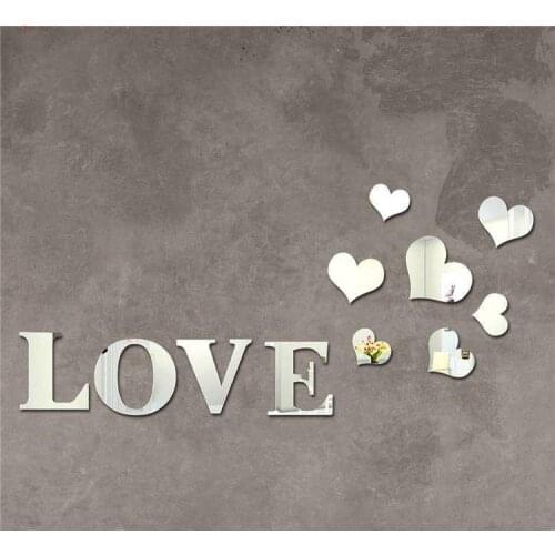 10*10cm 26 Letters Silver Mirror Wall Sticker Acrylic Wall Decals DIY Mural Art Home Decor Making Words Birthday Decoration