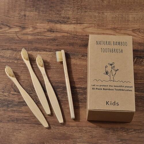 Childrens Bamboo Toothbrush 10PC Kids Soft Eco Biodegradable Plastic-Free Toothbrushes Oral Care Bamboo Tooth Brush Eco Handle