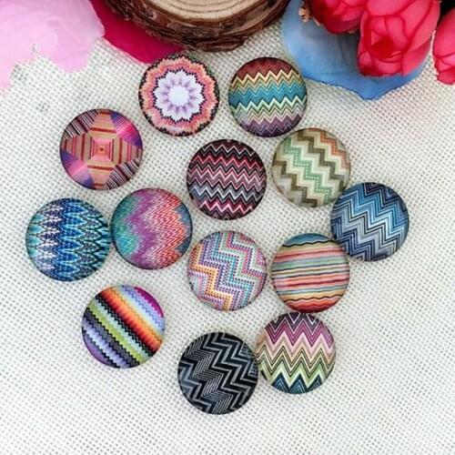 12mm -30mm Glass Mosaic Cabochons Round Dome Cabochons Mixed Color for Jewelry Making