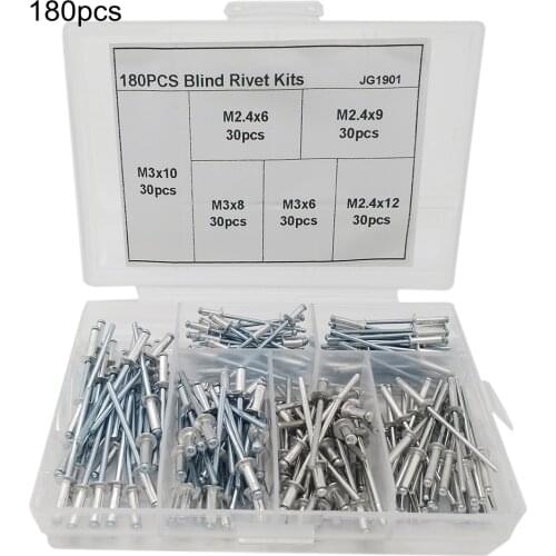 180pcs Nail Decoration Aluminium Blind Rivet Pop Rivet kits