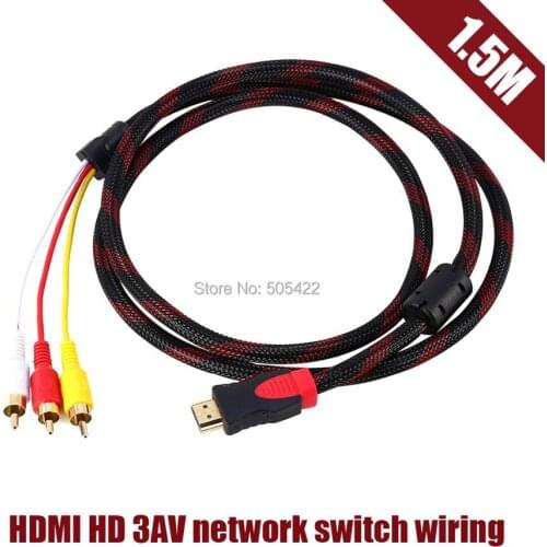 5ft HDMI Male to 3 RCA Video Audio AV Cable Cord Adapter for TV HDTV DVD 1080P