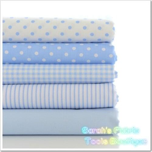 50x160cm Blue Dot Stripe Grid Cotton Fabric Meter Patchwork Bundle Tilda Fabric For Sewing Textiles Diy Cloth Telas Costura Felt