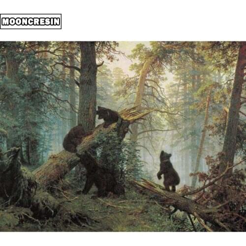 5D Diy Diamond Painting Full Square Cross Stitch Mosaic Diamond Embroidery Animal Black Bear Handcrafts Modern Decoration Gift