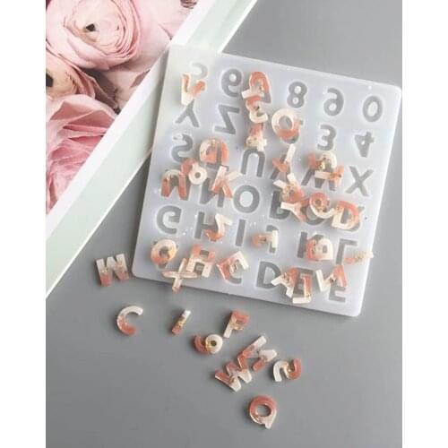 Alphabet Crystal Epoxy Resin Mold English Letters Number Pendant Casting Silicone Mould DIY Crafts Jewelry Making Tools