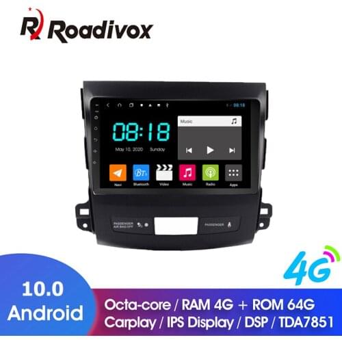 9" Android 10.0 RAM 4G ROM 64G for Mitsubishi Outlander 2006-2014 Peugeot 4007 Car Dvd Gps Navigation Radio Multimedia Head Unit
