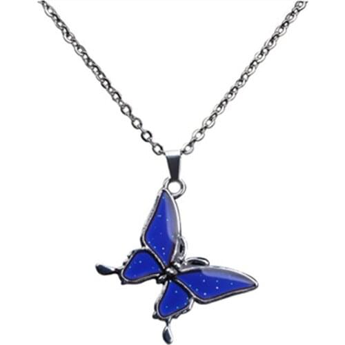 Butterfly Mood Necklace Color Change Emotion Feeling Changeable Temperature Pendant Jewelry For Women Kids Birthday Gift