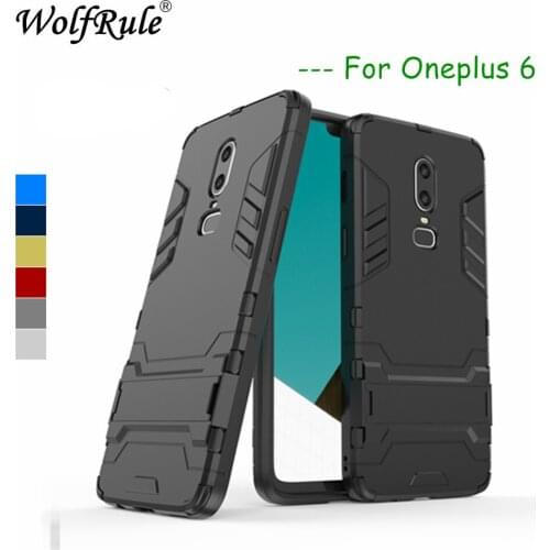 WolfRule Case Oneplus 6 Cover Rubber + Hard Plastic Kickstand Back Case For Oneplus 6 Phone Fundas Oneplus 6 A6000 Shells 6.28"